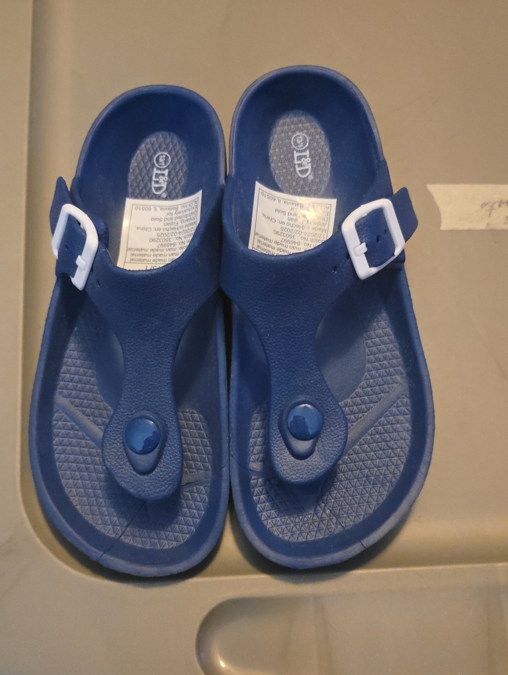 Lily & Dan Blue Thong Sandals with Adjustable Buckle Sz 13/1